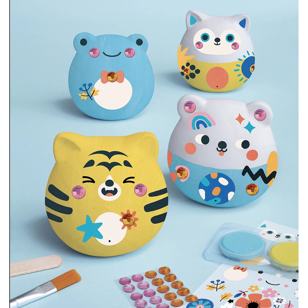 KIT CREATIVO 4 ANIMALI IN GESSO DA DECORARE JANOD